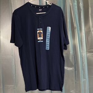 GAP Men's Dark Blue Short Sleeve Henley